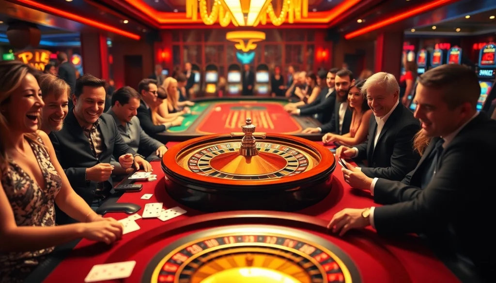 Experience the excitement of gambling at 789b.buzz with a lively casino floor scene.