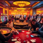 Players enjoying a casino experience featuring 88AA, with vibrant slots and strategic poker tables.