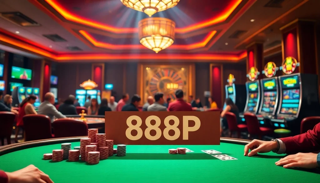 Playing poker at the 888P table with chips and cards, capturing casino excitement.