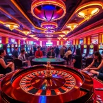 32WIN casino scene with players at roulette and slot machines.
