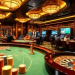 Experience thrilling gameplay at luongsontv’s luxury casino, featuring poker tables, roulette wheels, and vibrant slot machines.