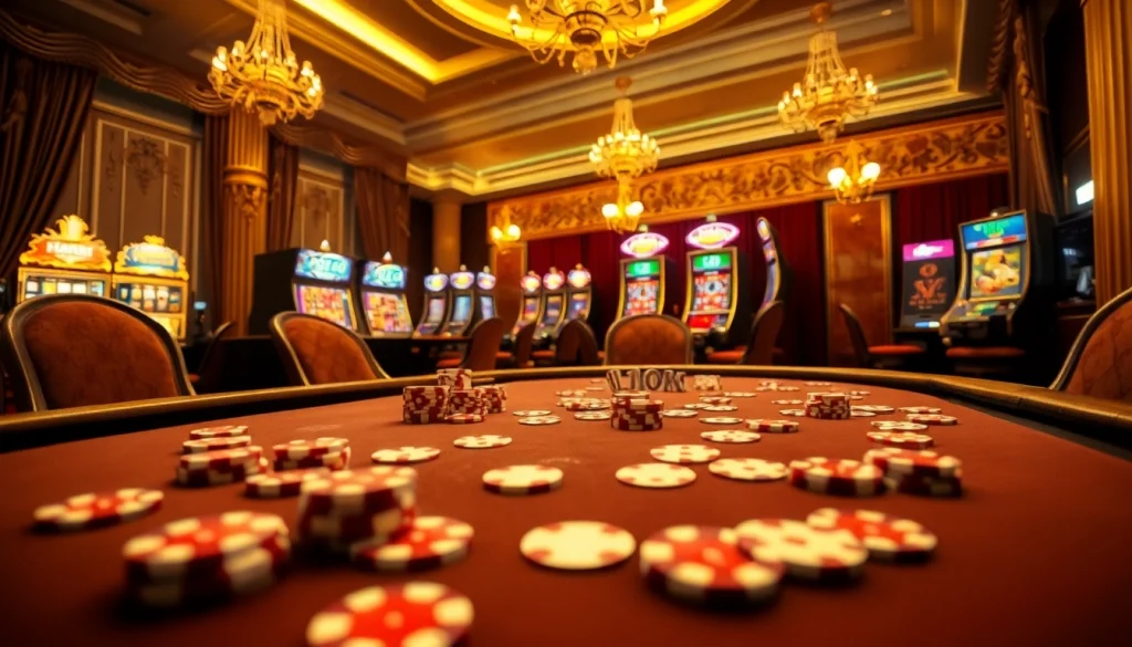 Experience a thrilling poker night at f168 casino with vibrant chips and a roulette wheel, igniting excitement in every game.