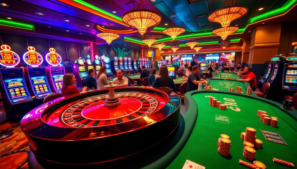 Experience the thrill of casino gaming at 66B, with vibrant roulette tables and excited players enjoying the atmosphere.