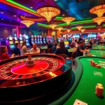 Experience the thrill of casino gaming at 66B, with vibrant roulette tables and excited players enjoying the atmosphere.