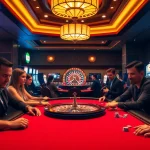 Join the action at 789b.buzz as players engage in an exciting poker game surrounded by vibrant casino elements.