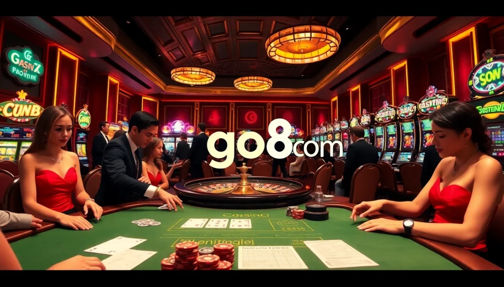 Experience the thrill of gaming at the luxurious casino, where go8 com enhances your betting experience with vibrant poker tables and slot machines.