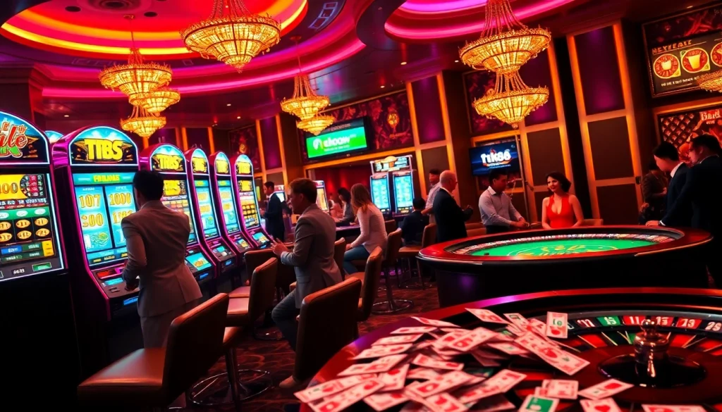 Exciting moment of player betting on slot machine at tk88 casino.