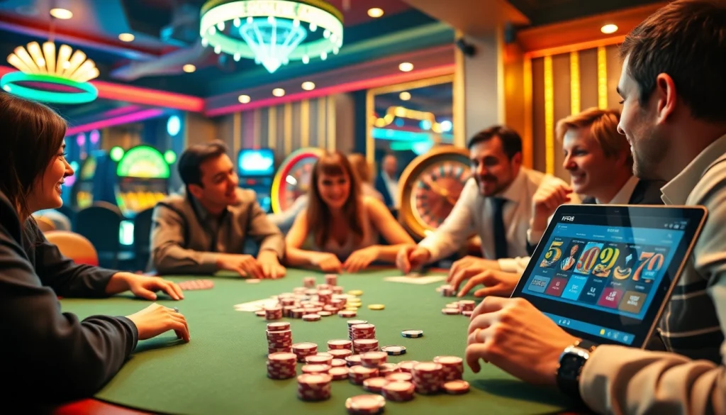 Engage with the hf88 icu casino experience featuring vibrant poker action, colorful chips, and spirited players.