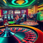 39bet casino atmosphere with players engaged at roulette wheel and virtual games.