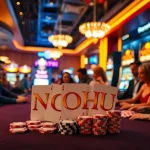 Experience the thrill of the casino at NOHU with players gathered around a vibrant poker table.