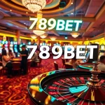 Players enjoy thrilling games at 789BET, featuring roulette and slot machines in a lavish casino setting.