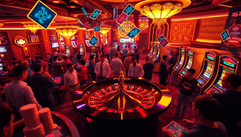 C168 roulette wheel surrounded by vibrant players in a bustling casino, engaging in thrilling bets.