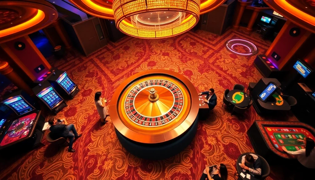 Experience excitement at nhà cái qq88 with players enjoying vibrant casino games like roulette and slots.