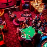 XX88 slot machine surrounded by enthusiastic players at a luxurious casino.