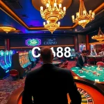 Explore the exhilarating atmosphere of a casino with vibrant slot machines, C168 roulette table, and enthusiastic players at poker.