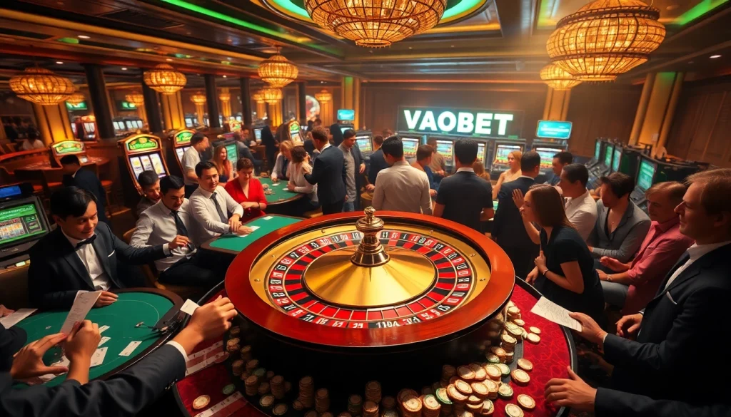 VAOBET offers a thrilling casino experience with live tables and vibrant games in a luxurious setting.